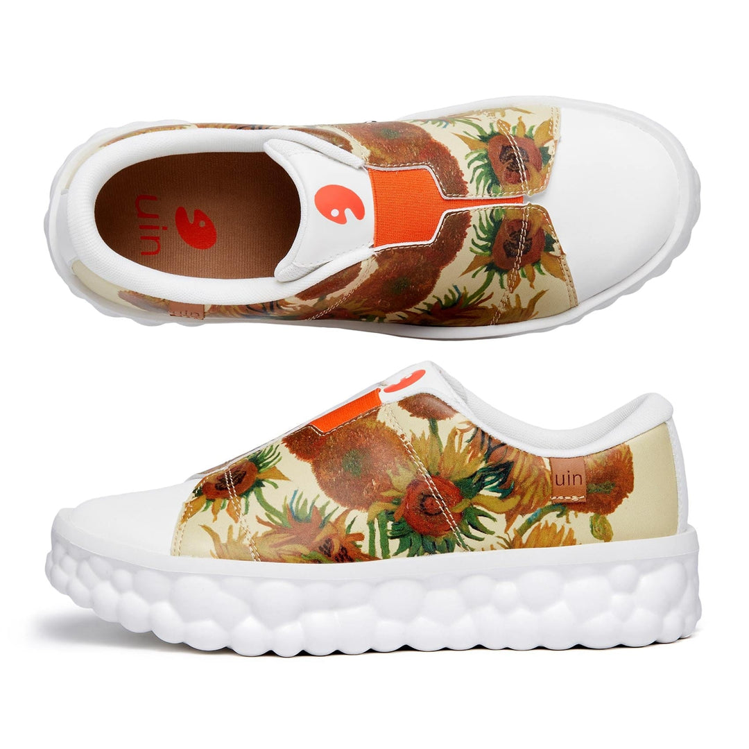 UIN Men Van Gogh Sunflowers Las Ramblas Men Canvas loafers