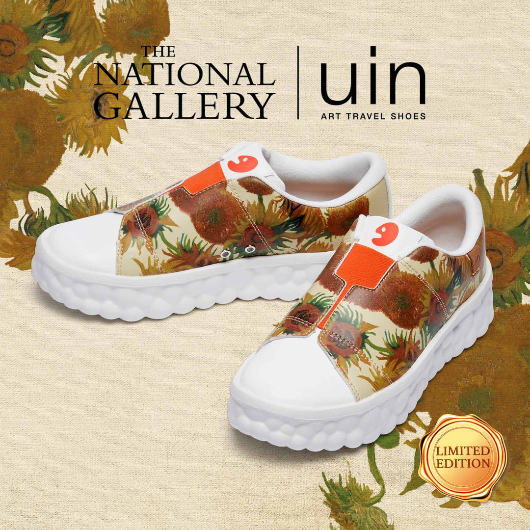 UIN Men Van Gogh Sunflowers Las Ramblas Men Canvas loafers