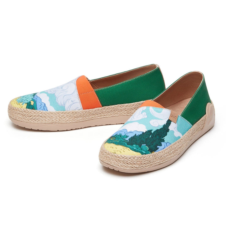 UIN Women Van Gogh Wheatfield with Cypresses Marbella I Women Canvas loafers