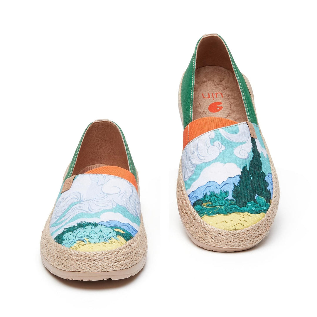 UIN Women Van Gogh Wheatfield with Cypresses Marbella I Women Canvas loafers