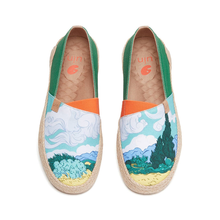 UIN Women Van Gogh Wheatfield with Cypresses Marbella I Women Canvas loafers