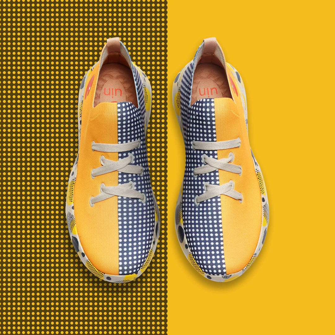 UIN Men Grey & Yellow Mijas Men Canvas loafers