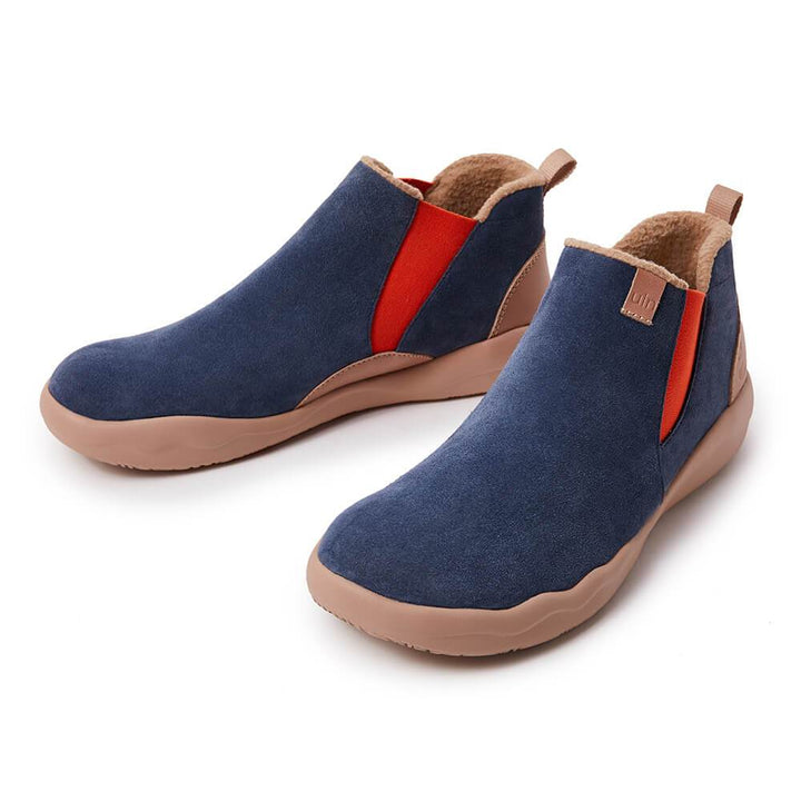 UIN Men (Pre-sale) Granada Deep Blue Cow Suede Boots Men Canvas loafers