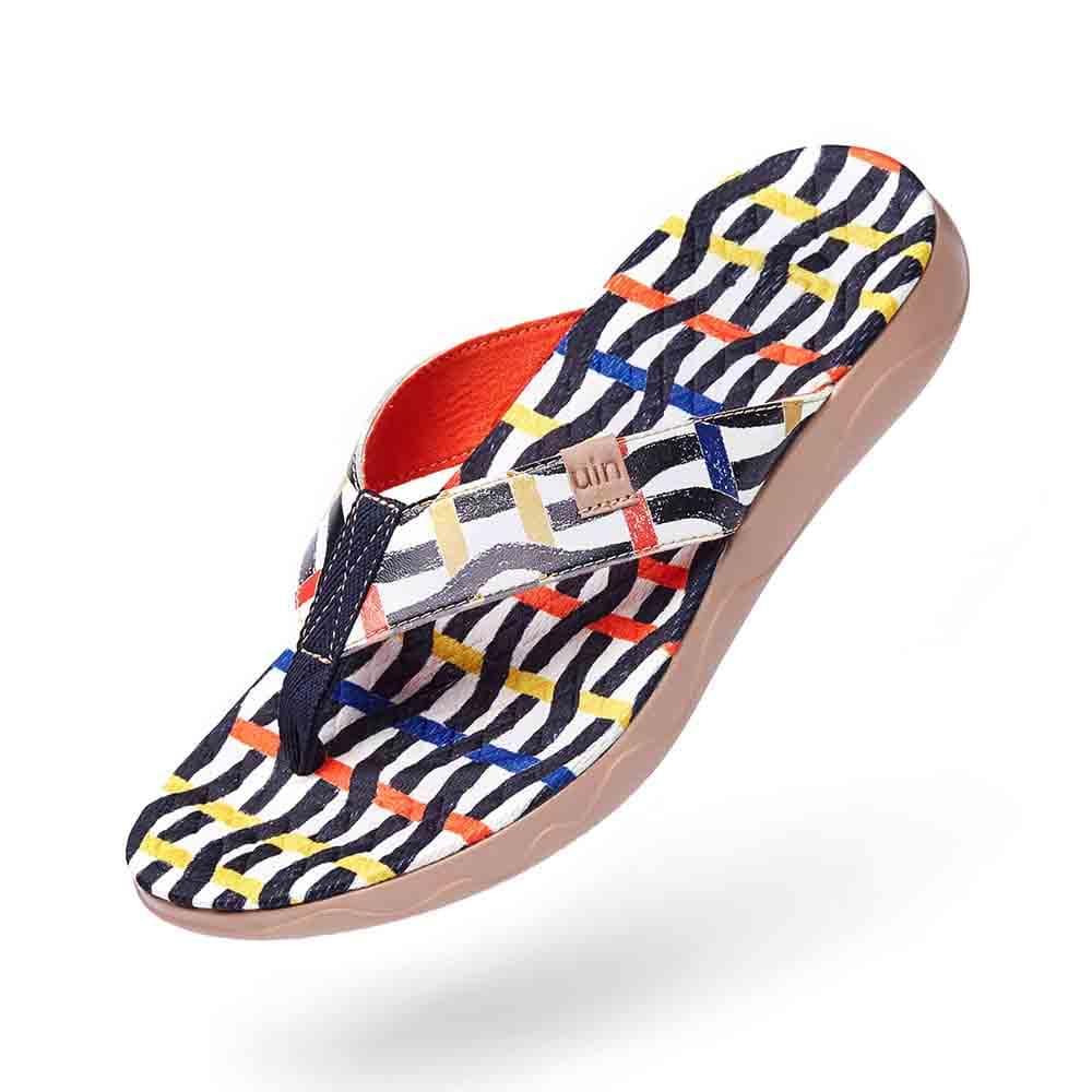 UIN Footwear Men Weaving Line Men Majorca Flip Flops Canvas loafers