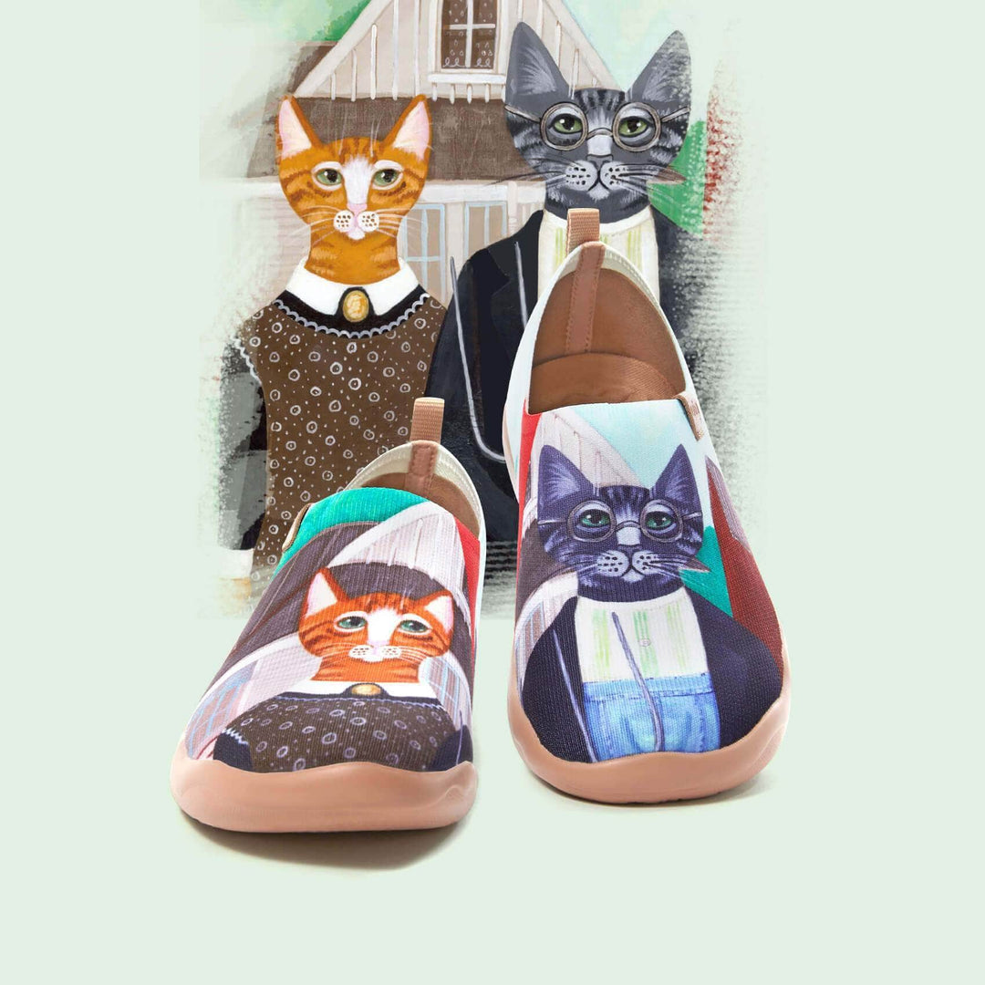 UIN Footwear Women (Pre-sale) Cat Couple Women Canvas loafers