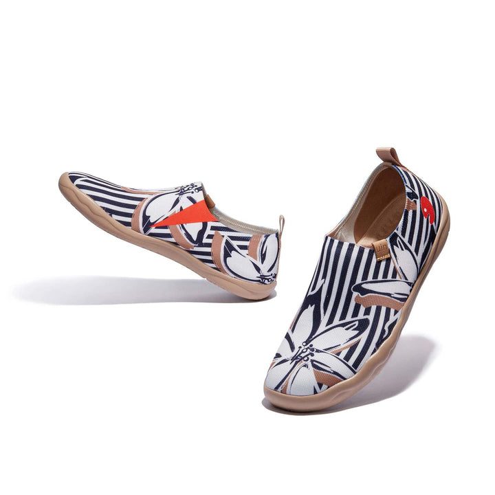 UIN Women Striped Flowers Toledo I Women Canvas loafers