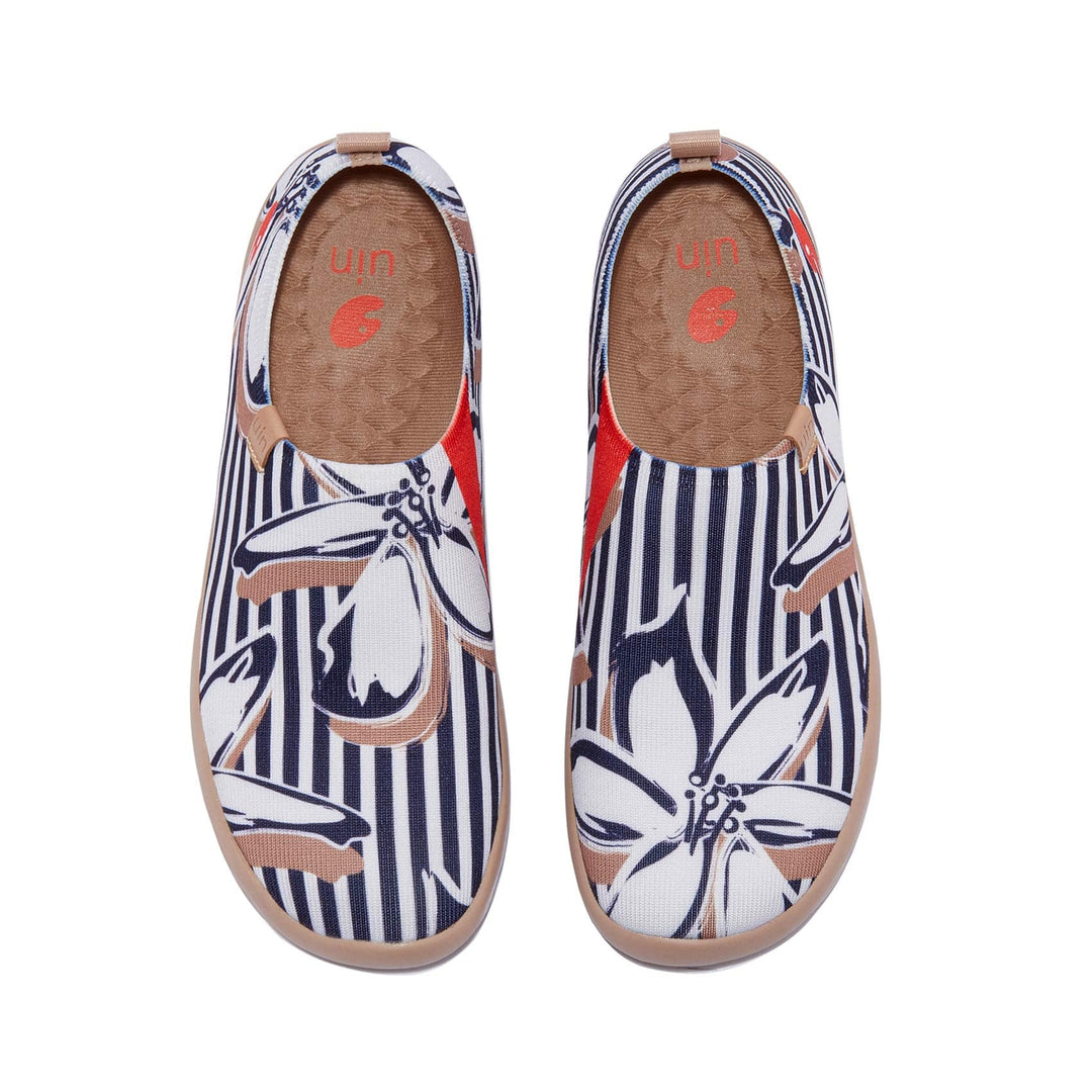 UIN Women Striped Flowers Toledo I Women Canvas loafers